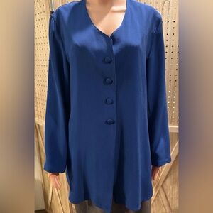 Saks Fifth Avenue Peter Nygard 100% Silk Top Blue Size 10 M/L Vintage